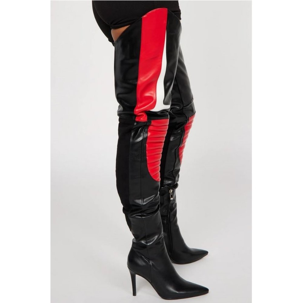 Crotch/Waist High Chap Boots - Racer Moto Style - Picture 3 of 4